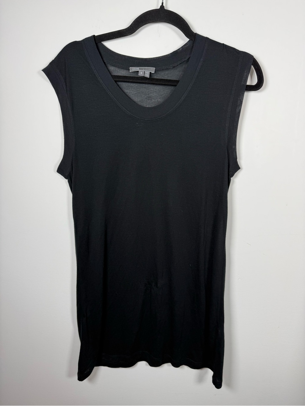 🧡VINCE | Black Micro Modal Silk Stretch Tank Top Size S